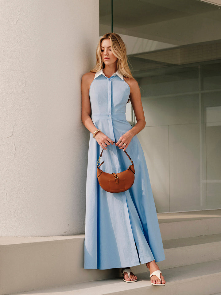 Sleeveless maxi shirt dress with buttons