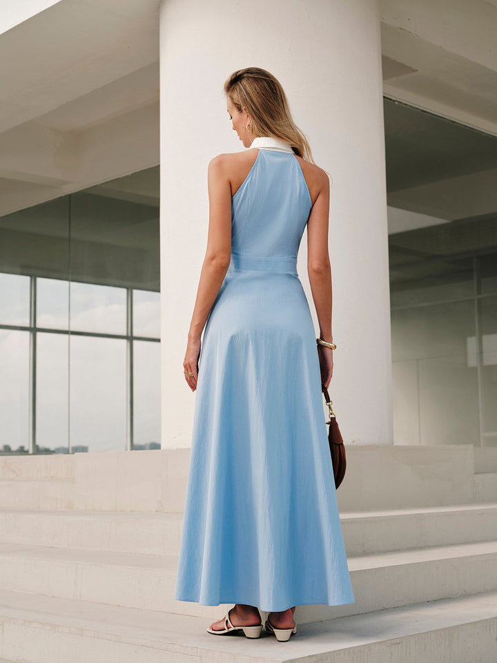 Sleeveless maxi shirt dress with buttons