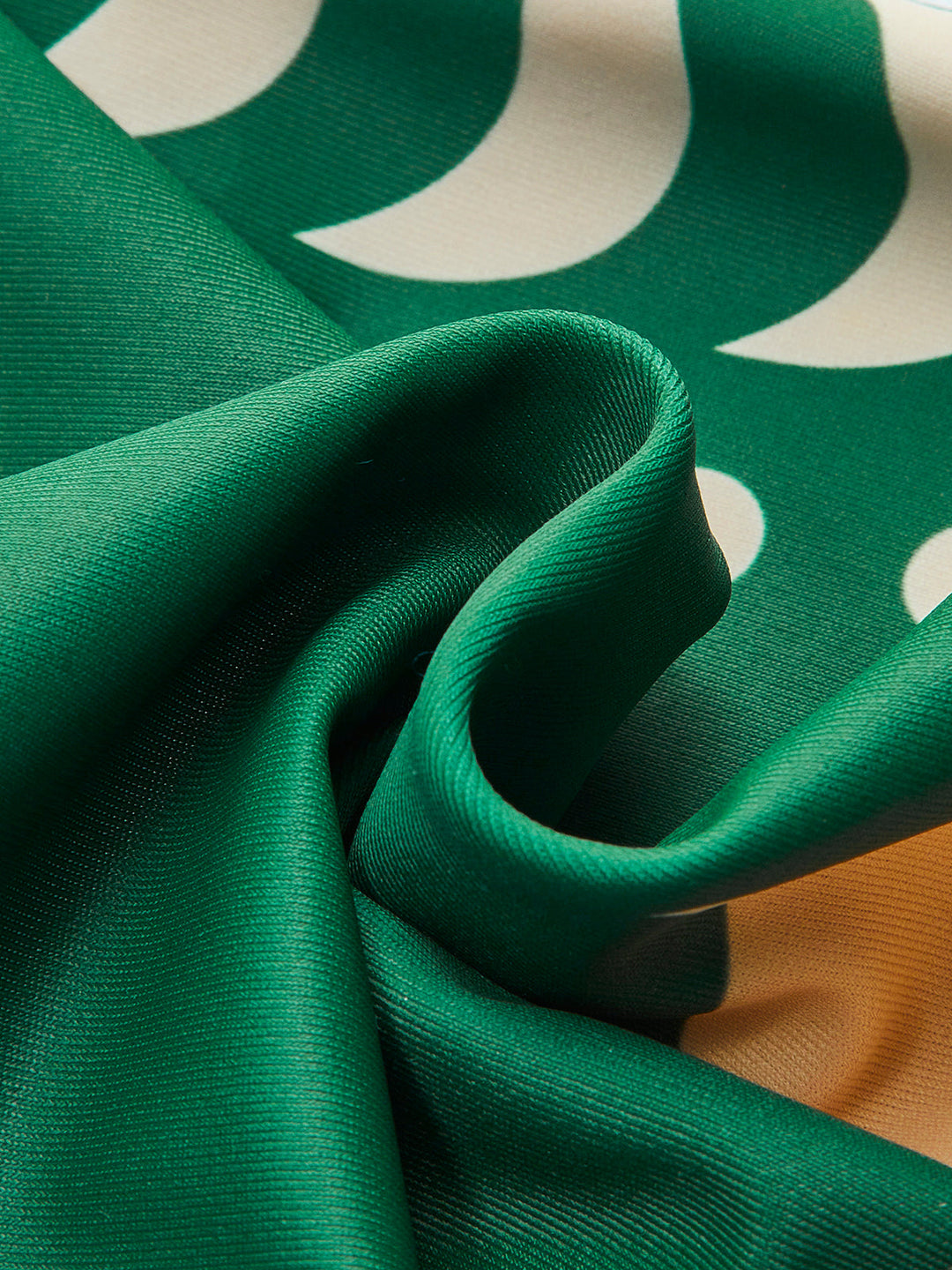 Elegant one-piece swimsuit with bird pattern & flattering cutouts – high waist swimwear