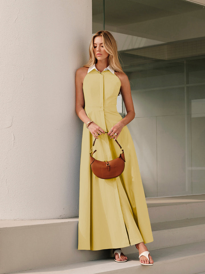 Sleeveless maxi shirt dress with buttons