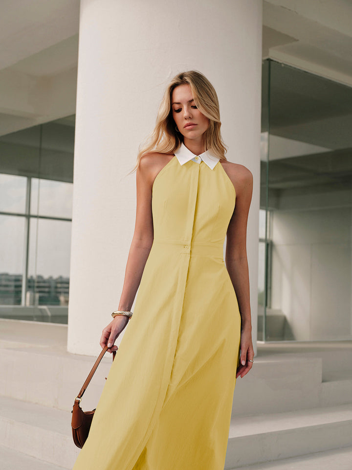 Sleeveless maxi shirt dress with buttons