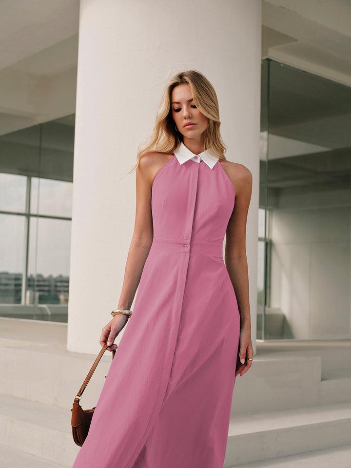 Sleeveless maxi shirt dress with buttons