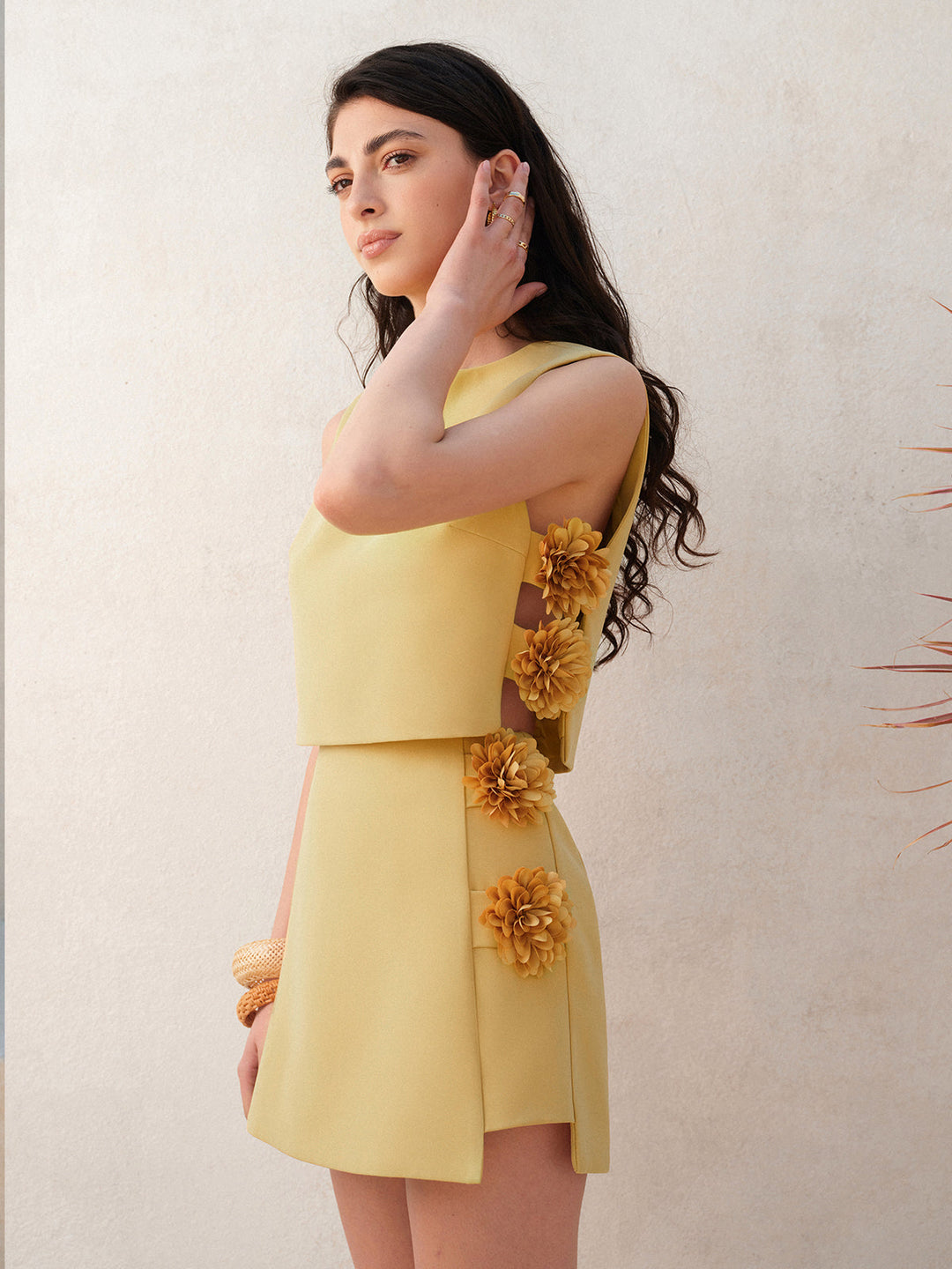 3D Flower Skirt Set made of Vegan Leather – Summer Co-Ord Outfit