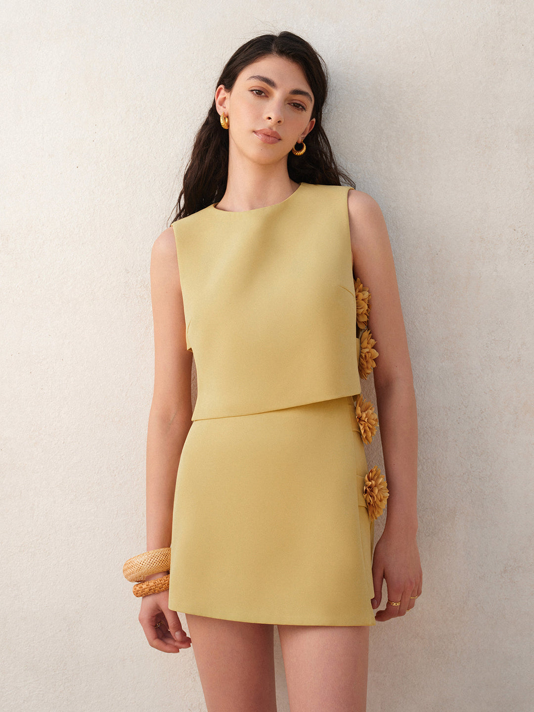 3D Flower Skirt Set made of Vegan Leather – Summer Co-Ord Outfit