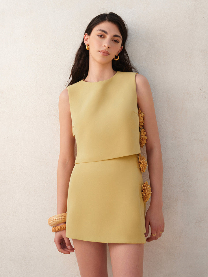 3D Flower Skirt Set made of Vegan Leather – Summer Co-Ord Outfit