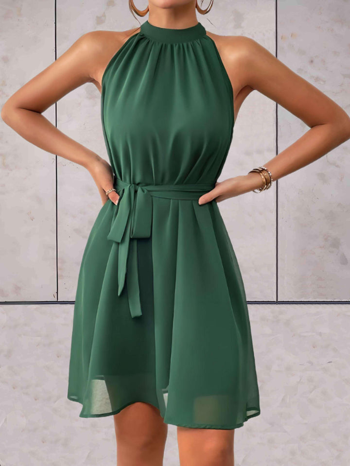 Elegant women's strappy dress with back cutout - summer look