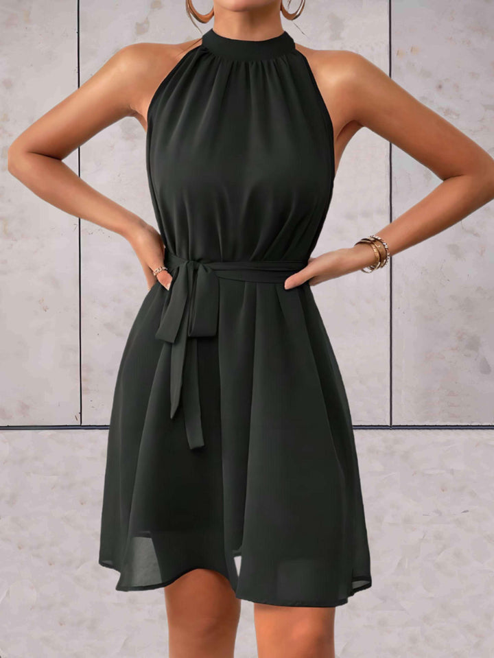 Elegant women's strappy dress with back cutout - summer look