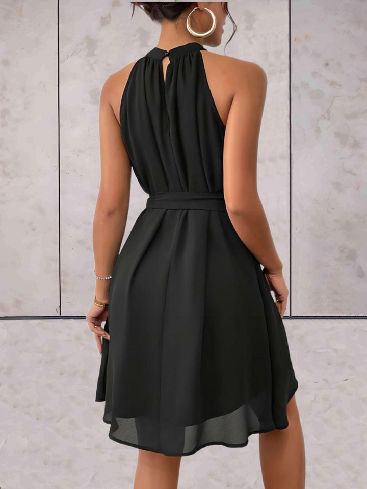 Elegant women's strappy dress with back cutout - summer look