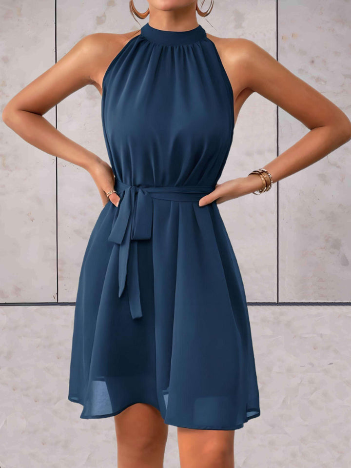 Elegant women's strappy dress with back cutout - summer look