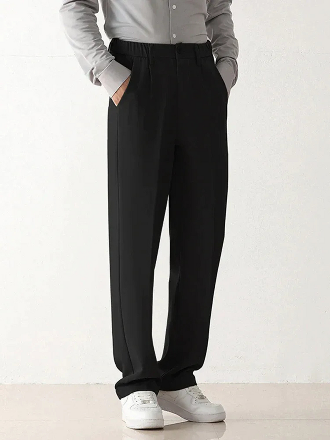 Men's Suit Pants Black - Relaxed Fit for Office and Leisure