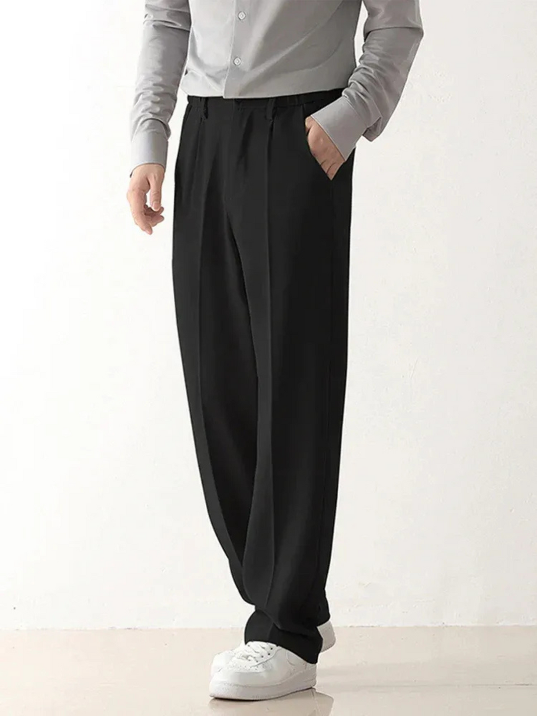 Men's Suit Pants Black - Relaxed Fit for Office and Leisure