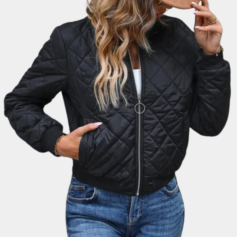 Padded Women's Bomber Jacket – Transitional Jacket with Zipper