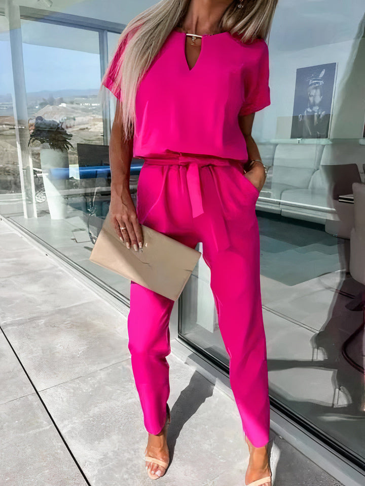 Jumpsuit for women with elegant wrap belt