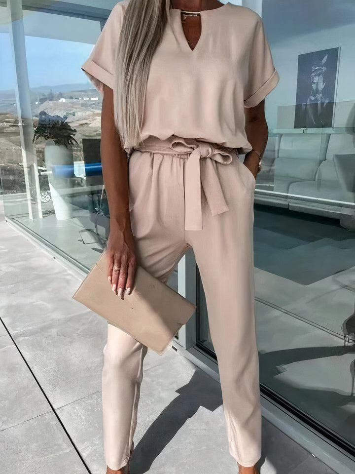 Jumpsuit for women with elegant wrap belt
