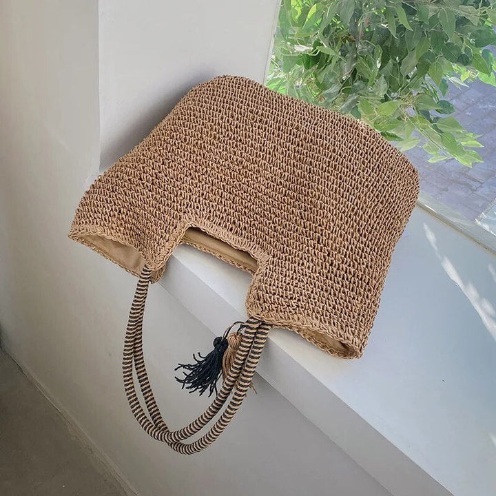 Sac de plage pour femmes en rotin – Style boho et spacieux pour l'été