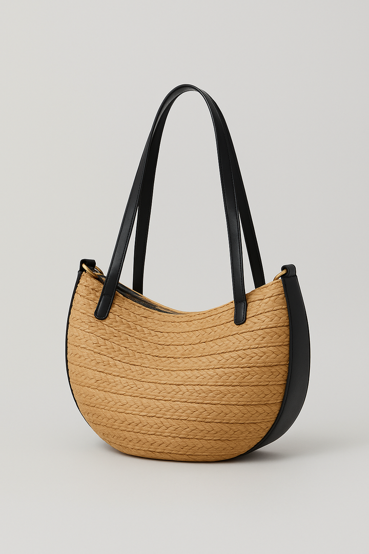 Women's Straw Bag Summer – Handmade Boho Beach Bag with Zipper