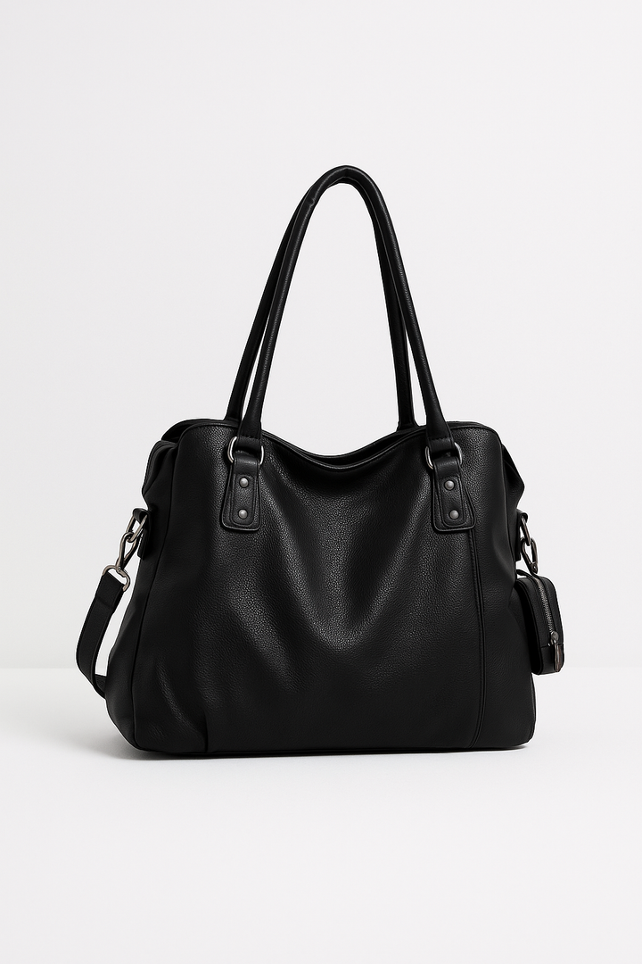 Leather Women's Shoulder Bag – Large Elegant Handbag with Zipper