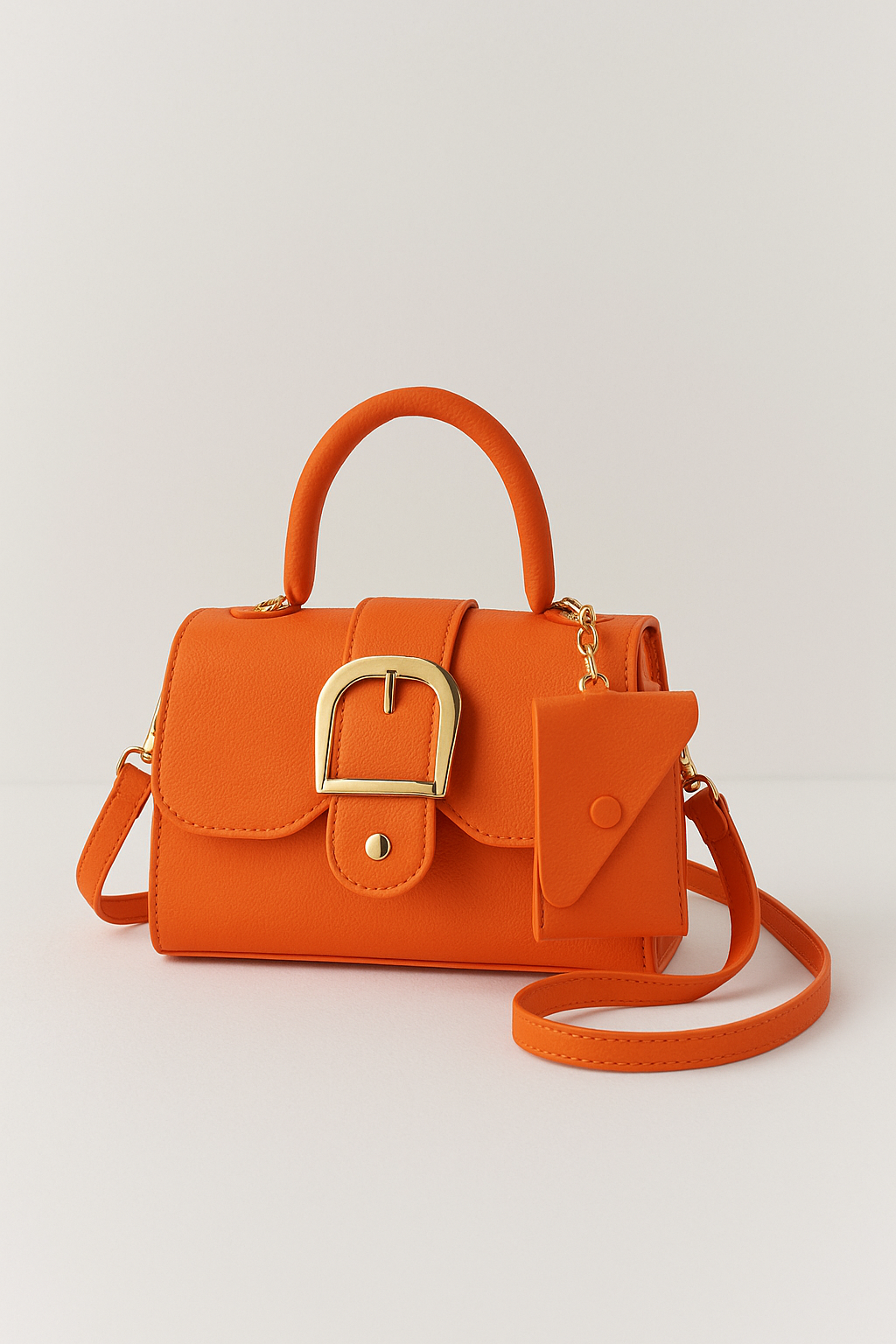 Elegant women's handbag with buckle – vegan leather shoulder bag