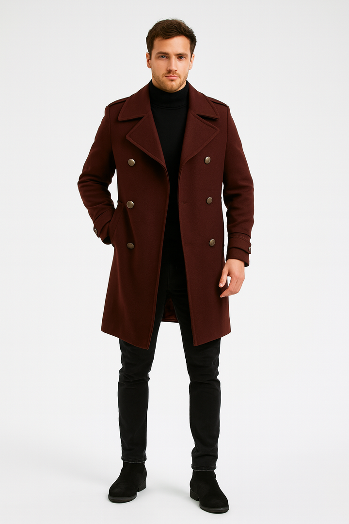 Herren Mantel Lang aus Wolle im Vintage-Stil