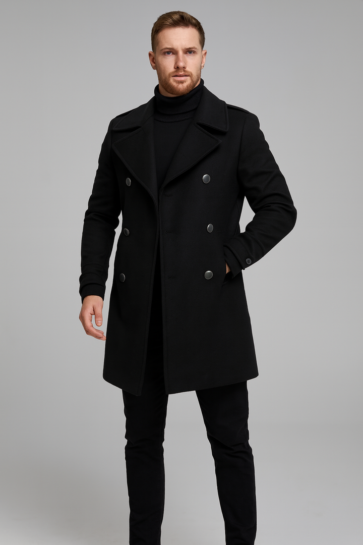 Herren Mantel Lang aus Wolle im Vintage-Stil