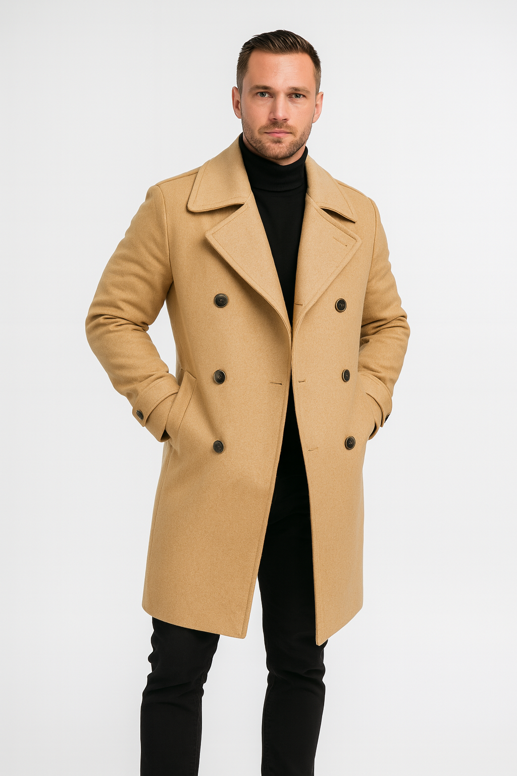 Herren Mantel Lang aus Wolle im Vintage-Stil