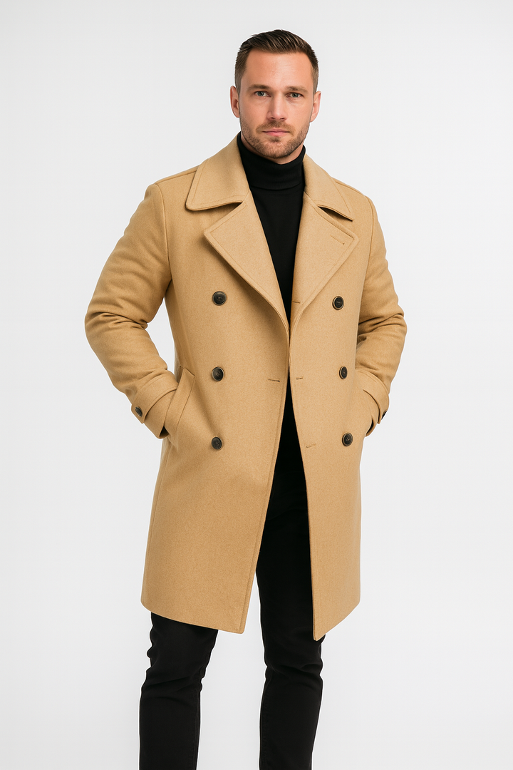 Herren Mantel Lang aus Wolle im Vintage-Stil