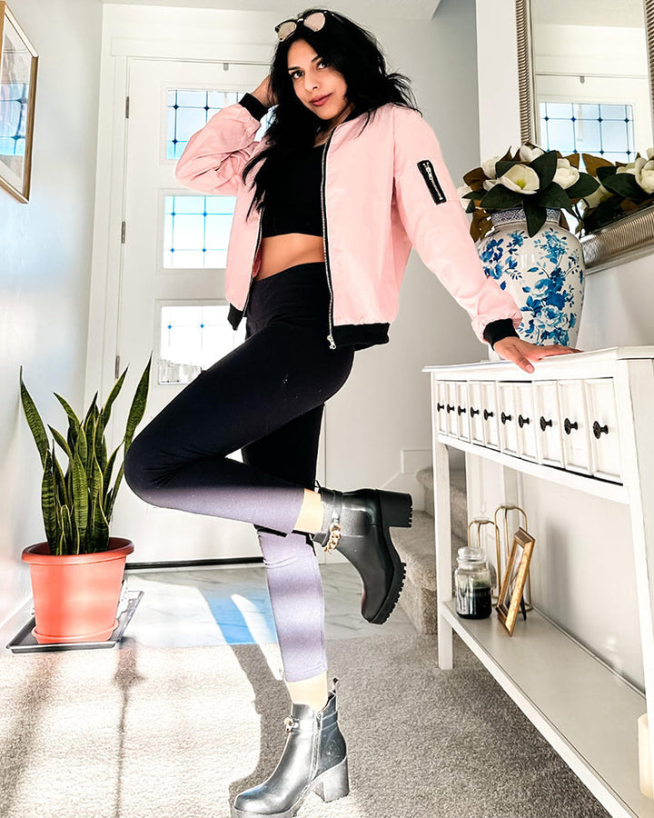 Casual women's bomber jacket – lightweight transitional jacket with zipper