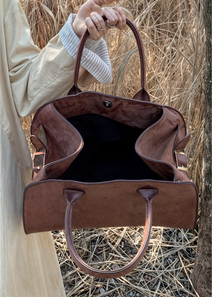 Vegan Suede Shoulder Bag Women – Small Handbag with Magnetic Closure