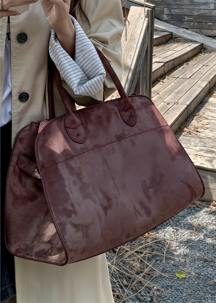 Vegan Suede Shoulder Bag Women – Small Handbag with Magnetic Closure