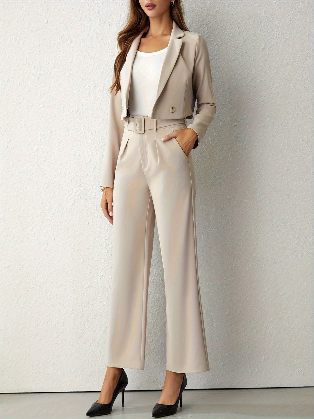 Women's Suit Set High Waist Pants Blazer Twinset