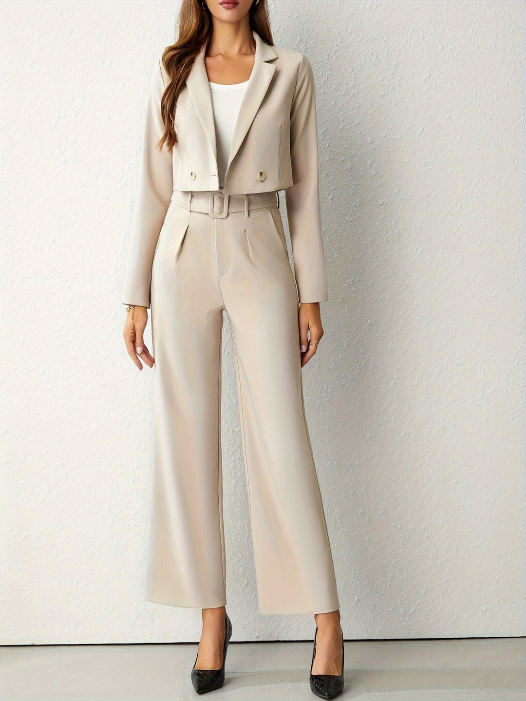 Women's Suit Set High Waist Pants Blazer Twinset