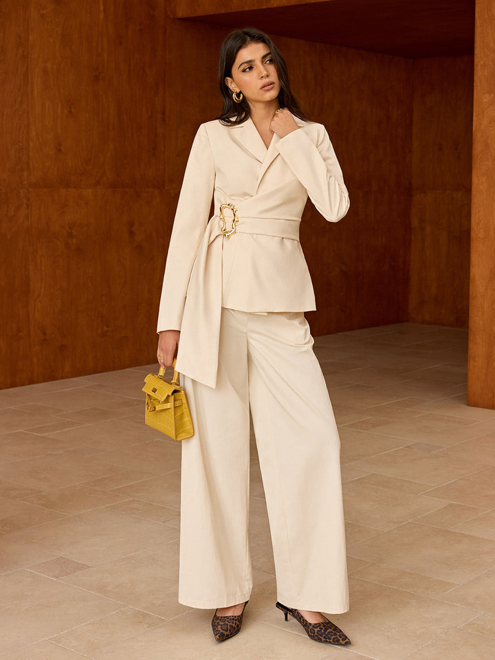 Women's Blazer Asymmetrical – Woven Fabric, Cotton Blend, Elegant Cut