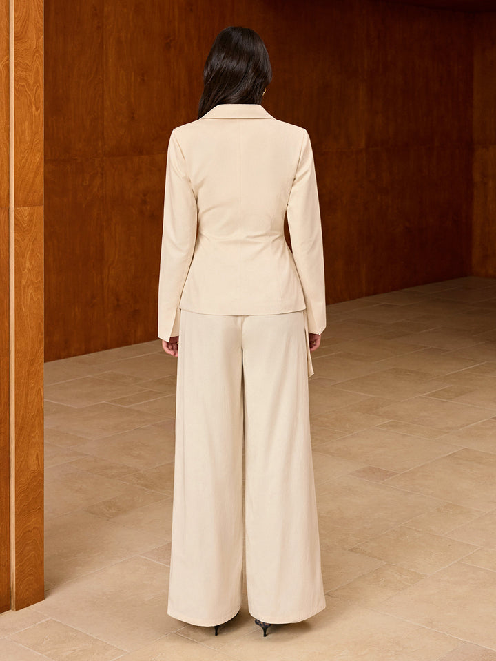 Women's Blazer Asymmetrical – Woven Fabric, Cotton Blend, Elegant Cut