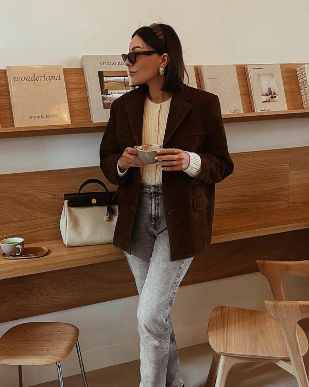 Women's Blazer Suede Look Trendy Style