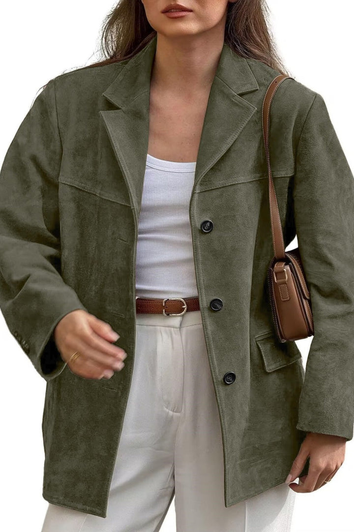 Women's single-breasted blazer jacket suede imitation elegant