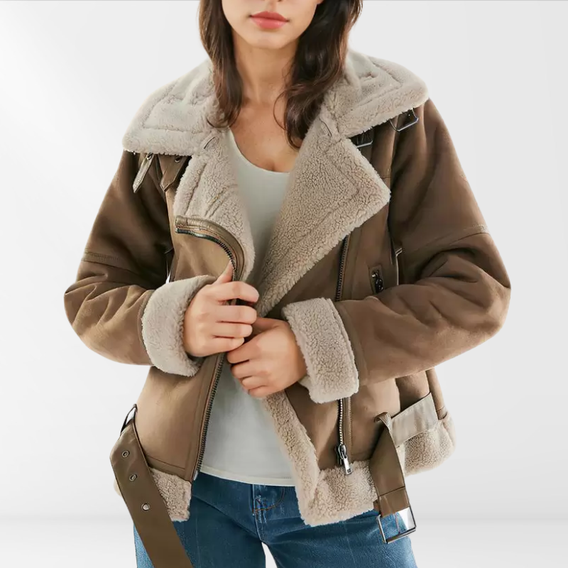 Women's bomber jacket fleece sherpa style fashionable casual