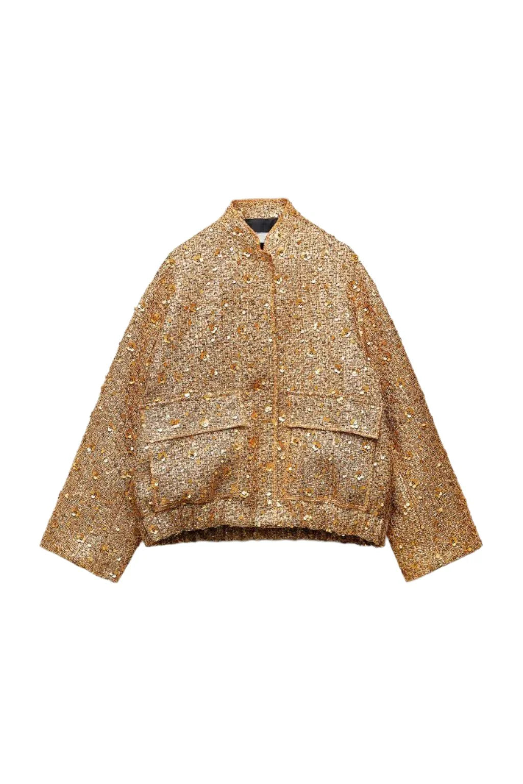 Women's bomber jacket glamorous sequin decoration high-quality fiber