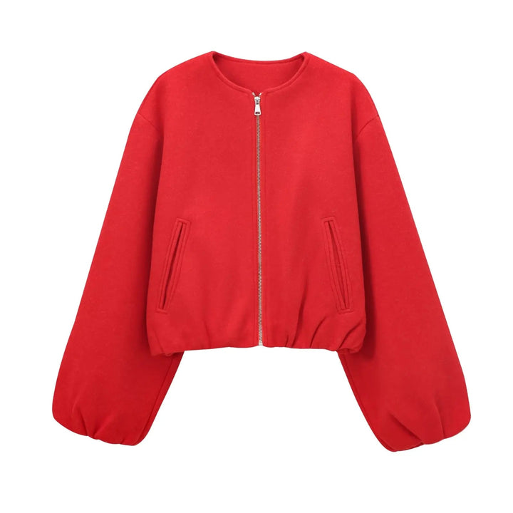 Women's bomber jacket soft fabric casual style