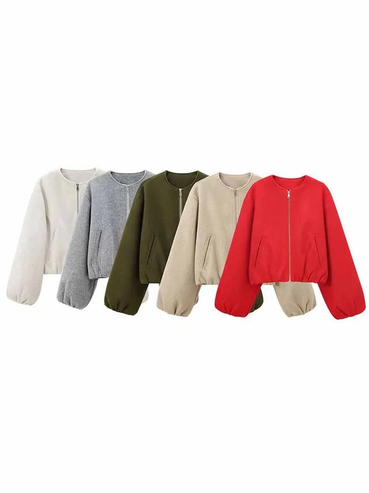 Women's bomber jacket soft fabric casual style