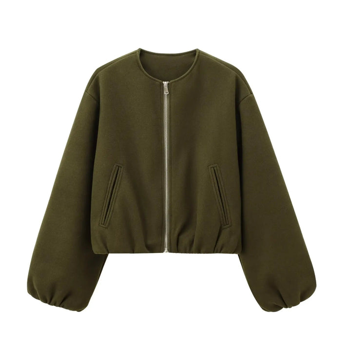 Women's bomber jacket soft fabric casual style