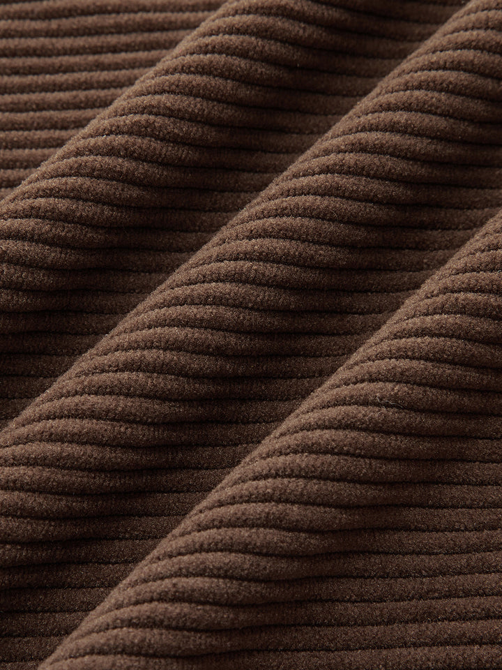 Women's Corduroy Pants – Wide Leg, Pleated Pants, Mid Waist, Elegant & Modern