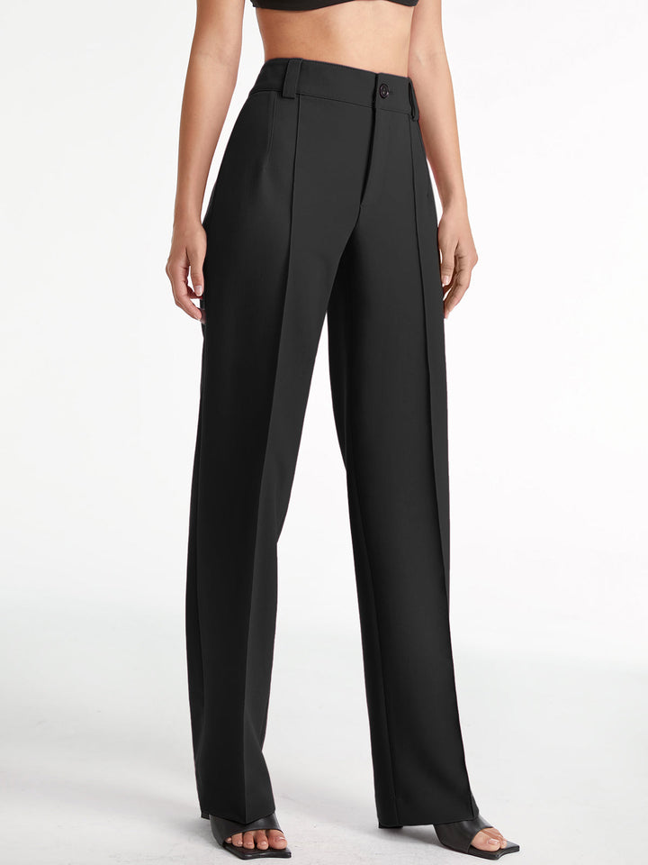 Women's Straight Pants Woven Fabric High-Waisted