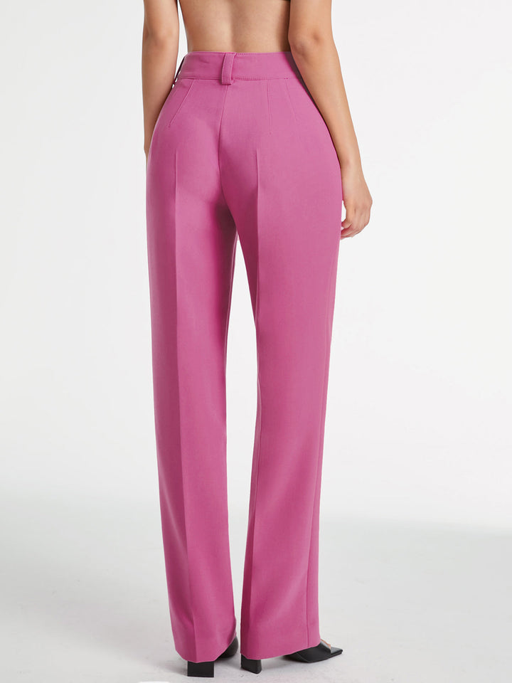 Women's Straight Pants Woven Fabric High-Waisted
