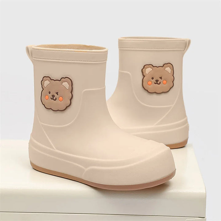 Women's rubber boots rubber waterproof with bear design non-slip sole