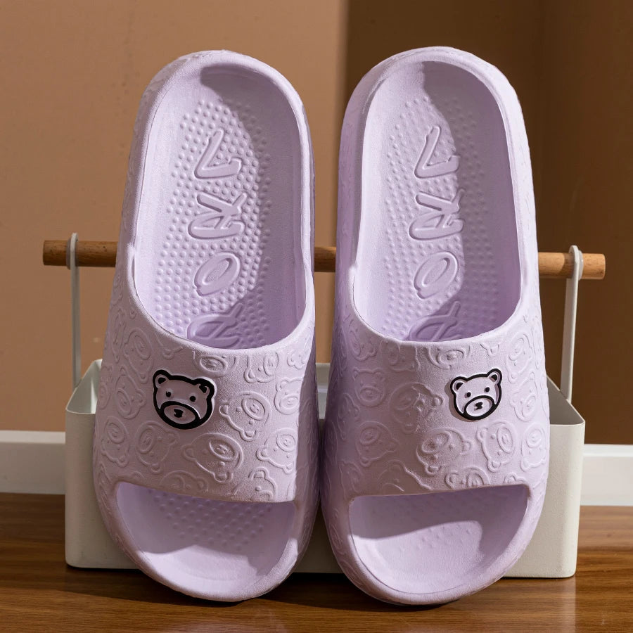 Women's slippers cotton non-slip cartoon bear design