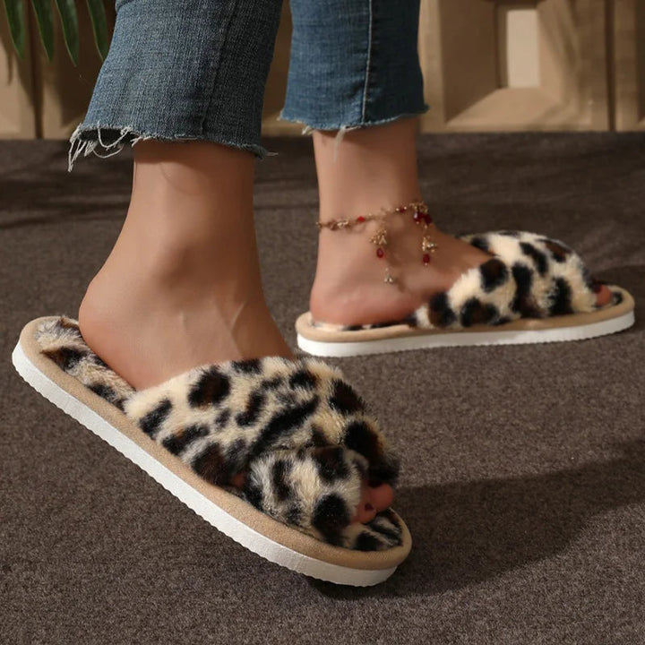 Women's slippers textile open toe area criss-cross design