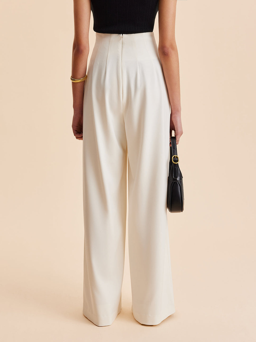 Women's High-Waisted Wide Pants with Embellishments