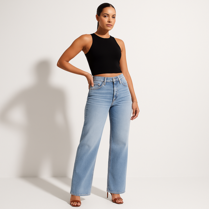 Trendy women's jeans made of denim
