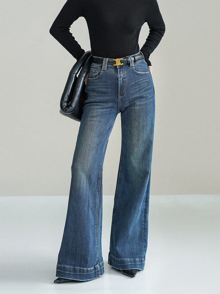 Women's Jeans Mid-Waist Bootcut Denim with Light Stretch