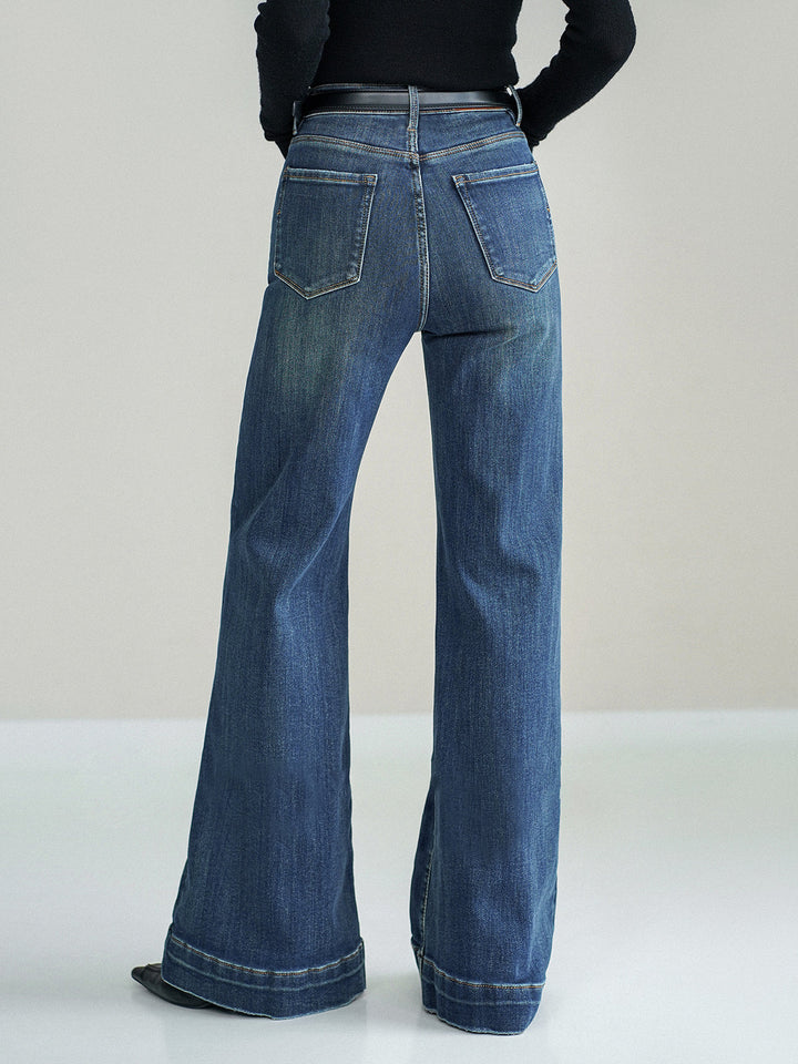 Women's Jeans Mid-Waist Bootcut Denim with Light Stretch